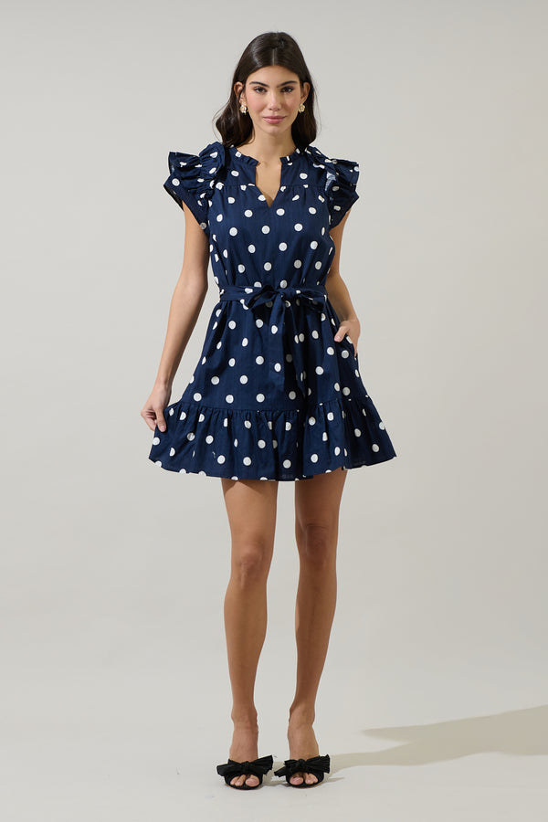 Sugarlips Caryn Polka Dot Ivona Ruffle Mini Dress