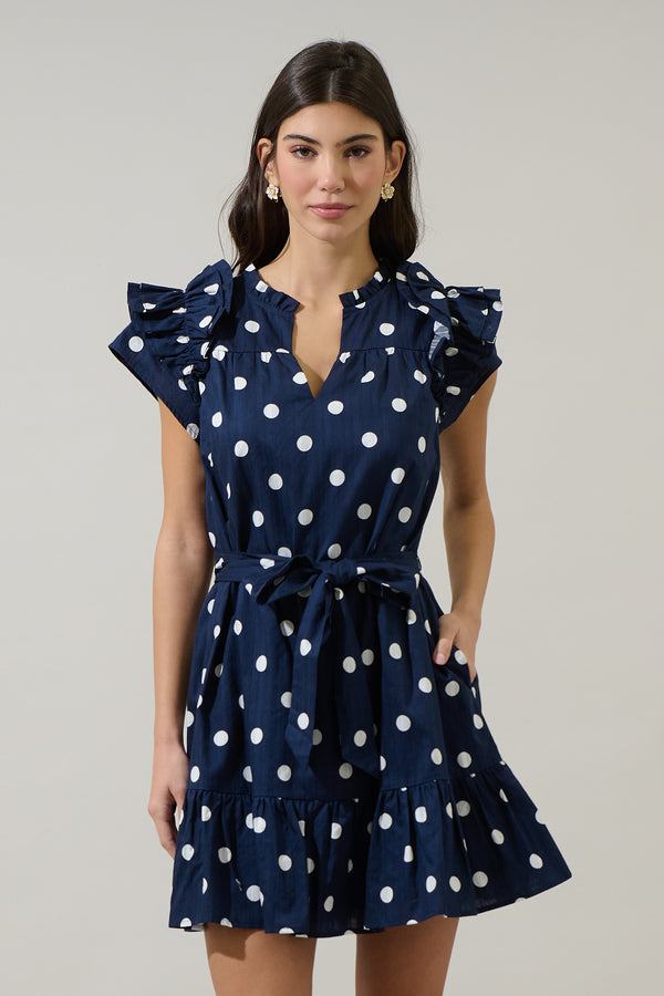 sugarlips Caryn Polka Dot Ivona Ruffle Mini Dress