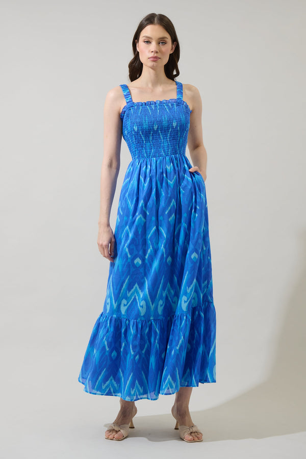 Sugarlips Carys Abstract Delcy Smocked Maxi Dress