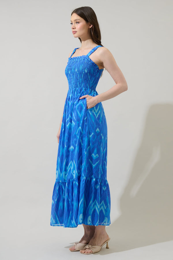 Sugarlips Carys Abstract Delcy Smocked Maxi Dress