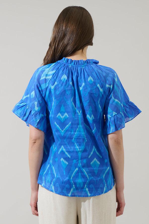 Sugarlips Carys Abstract Erie Split Neck Top