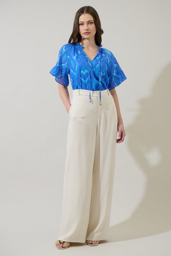 Sugarlips Carys Abstract Erie Split Neck Top