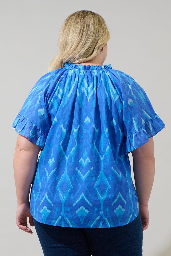 Sugarlips Carys Abstract Erie Split Neck Top Curve