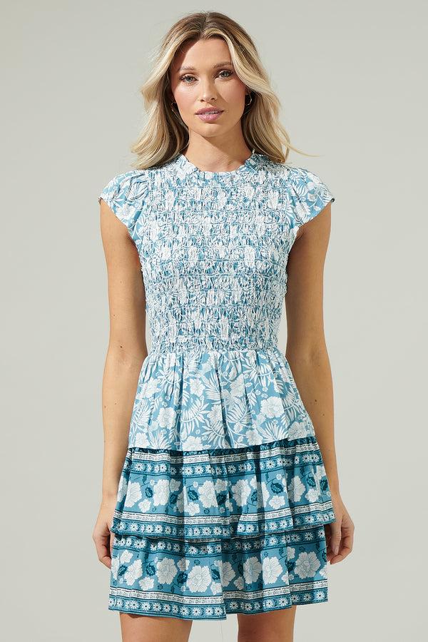 sugarlips Catalina Floral Smocked Mini Dress