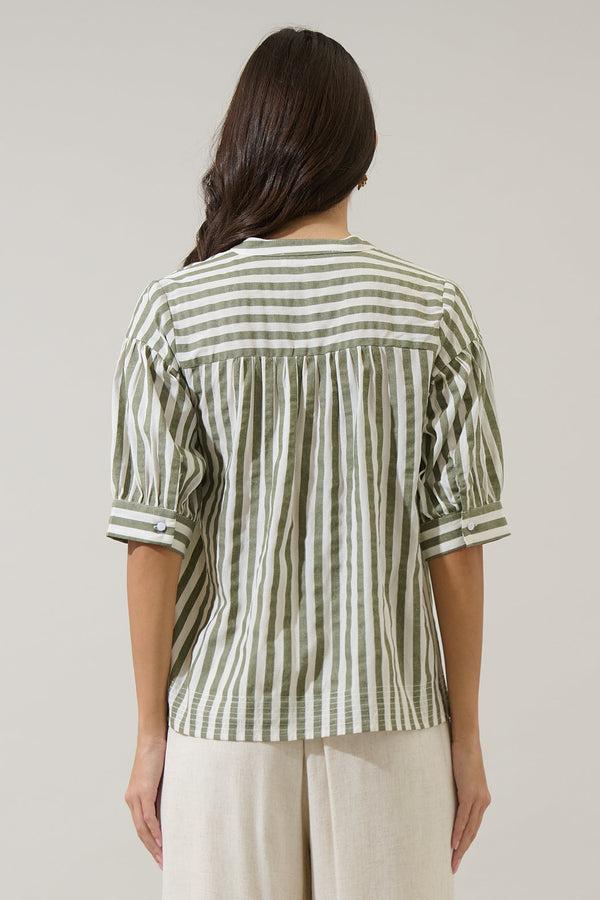 Sugarlips Catana Striped Split Neck Top