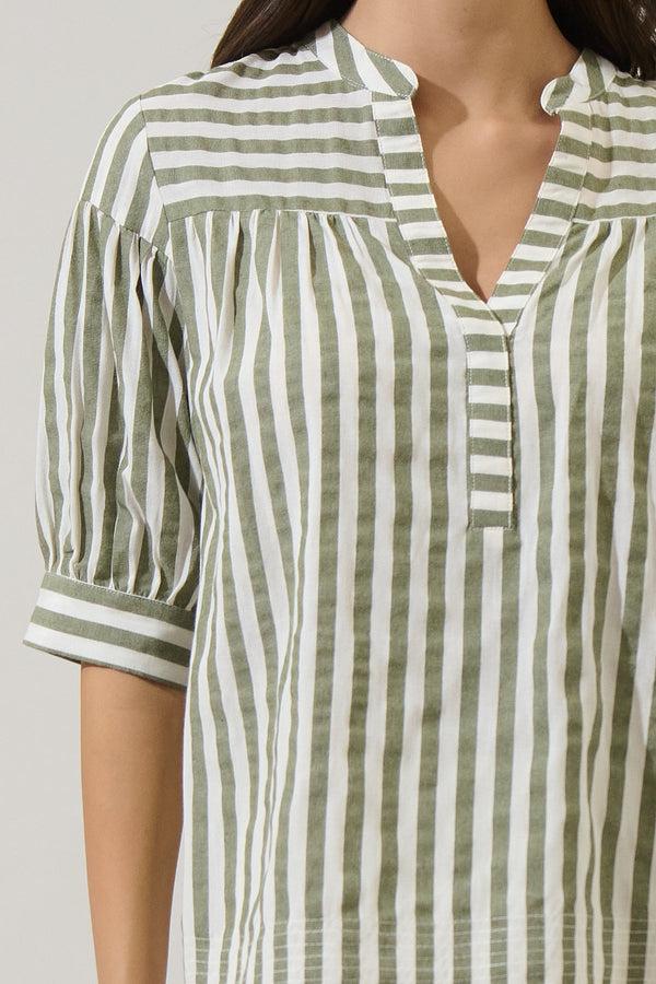 Sugarlips Catana Striped Split Neck Top