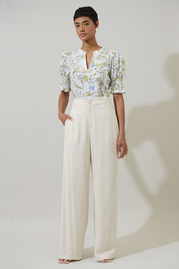 Sugarlips Cecily Floral Merryn Split Neck Top