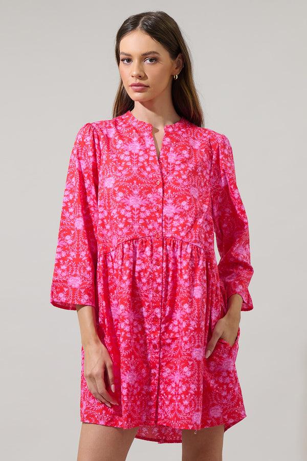 Sugarlips Cecy Floral Brie Button Down Dress