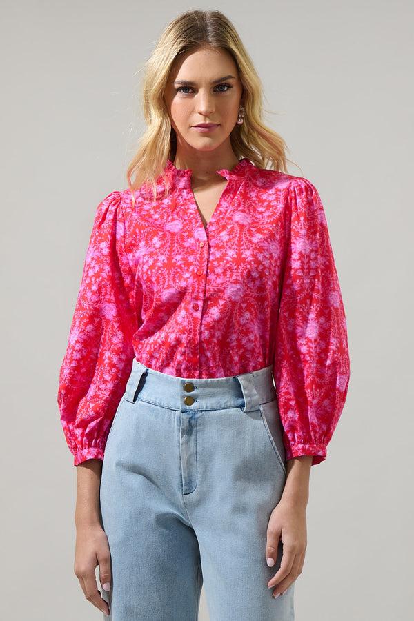 Sugarlips Cecy Floral Ima Button Up Top
