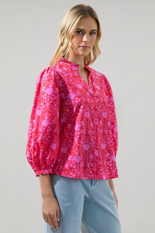 Sugarlips Cecy Floral Ima Button Up Top