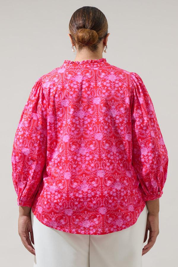 Sugarlips Cecy Floral Ima Button Up Top Curve