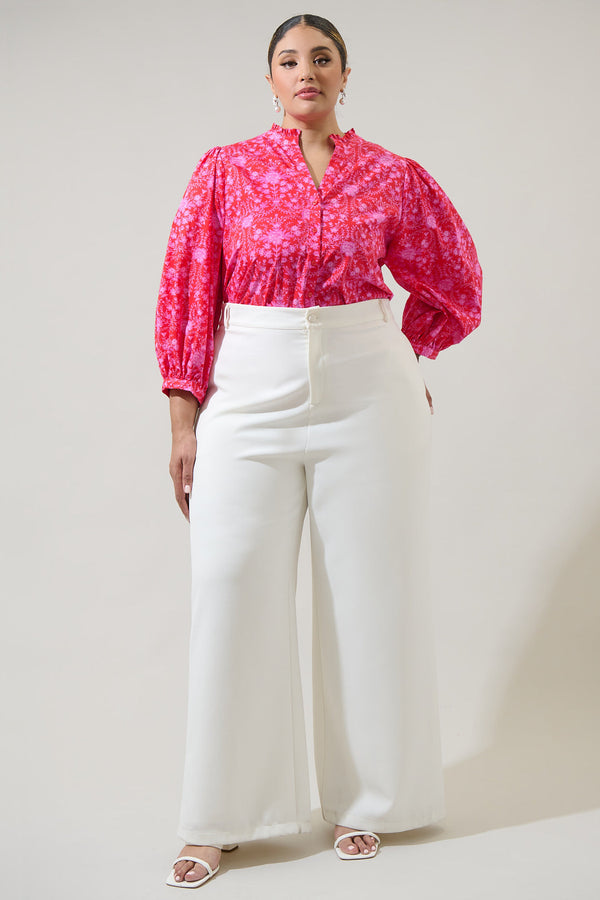 Sugarlips Cecy Floral Ima Button Up Top Curve