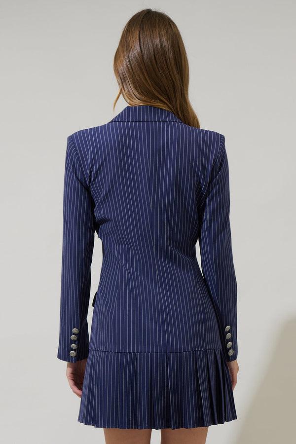 Sugarlips Celaya Striped Pleated Blazer Mini Dress