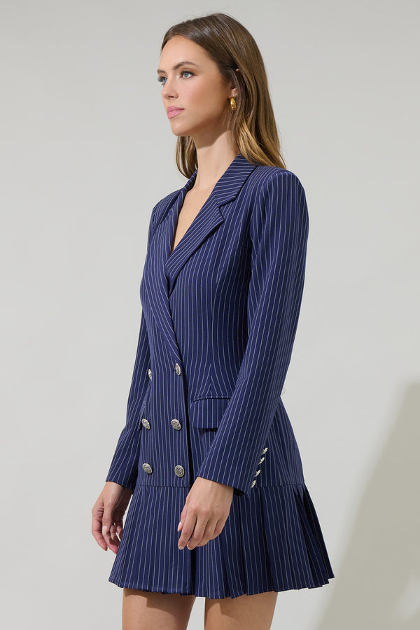 Sugarlips Celaya Striped Pleated Blazer Mini Dress