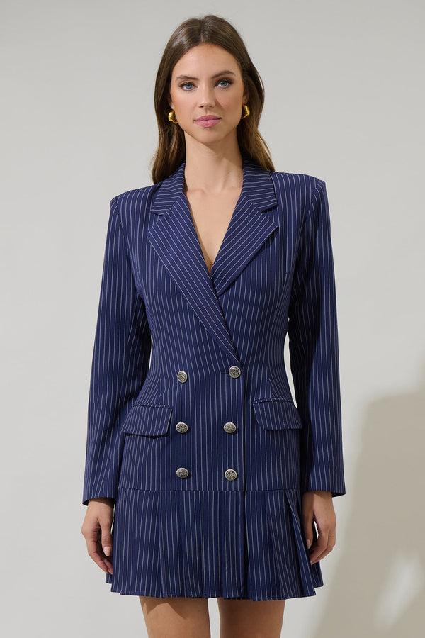 sugarlips Celaya Striped Pleated Blazer Mini Dress