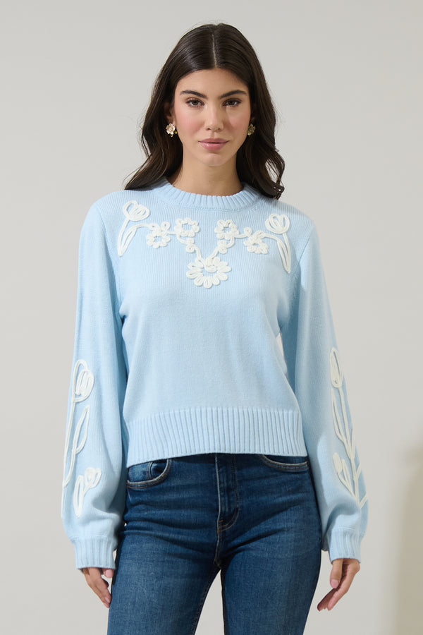 Sugarlips Celestial Floral Embroidered Sweater