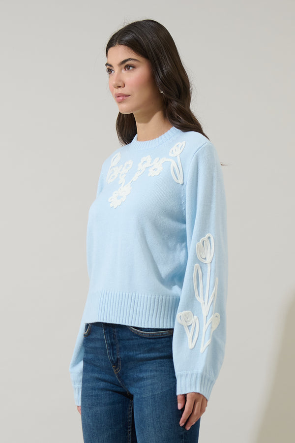 Sugarlips Celestial Floral Embroidered Sweater