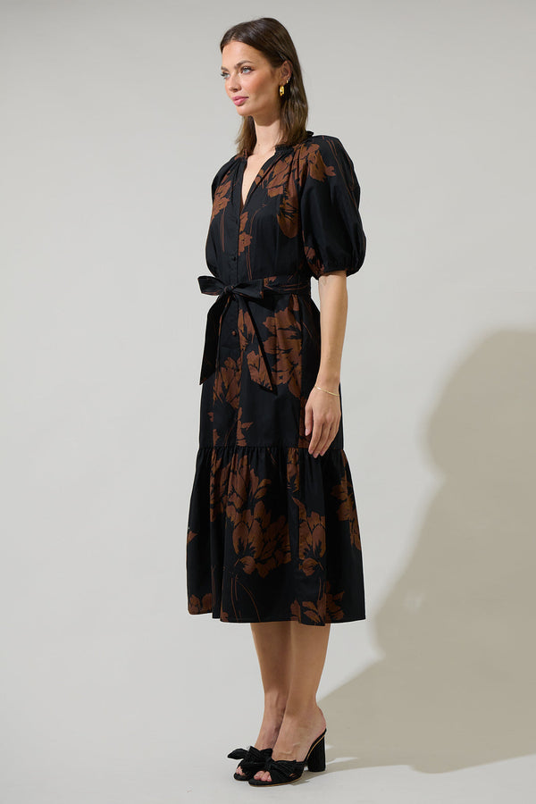 Sugarlips Celina Floral Wynette Tiered Midi Dress