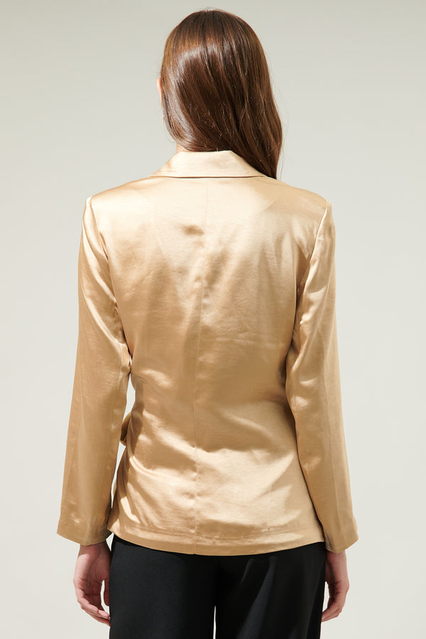 Sugarlips Celine Satin Waist Tie Blazer
