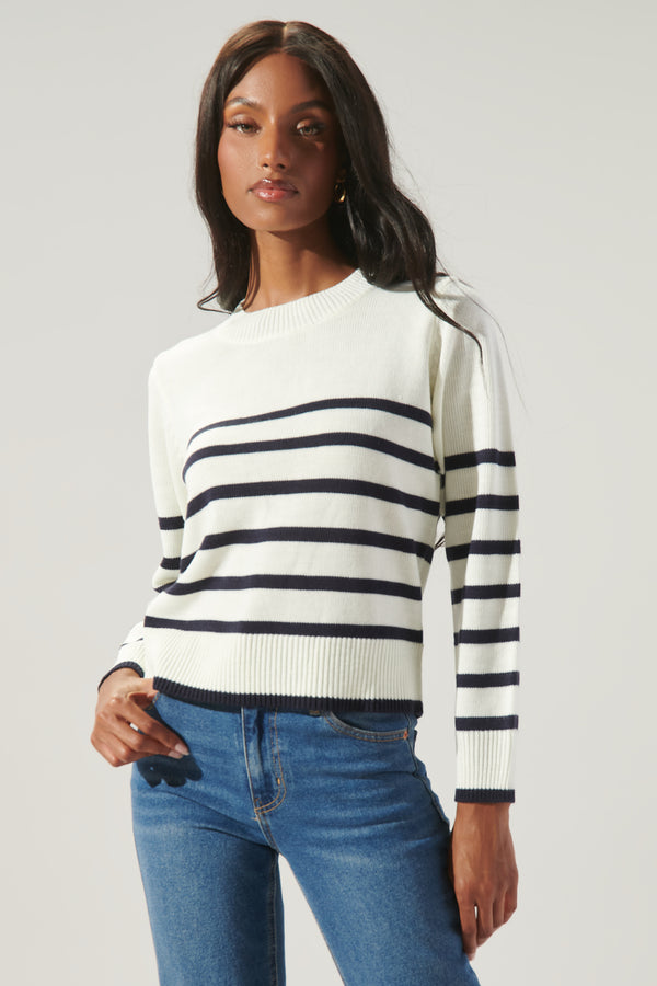 Sugarlips Chantilly Striped Cropped Sweater