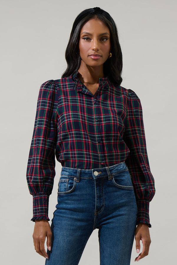 Sugarlips Chapman Plaid Button Down Top