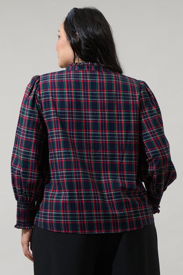 Sugarlips Chapman Plaid Button Down Top Curve
