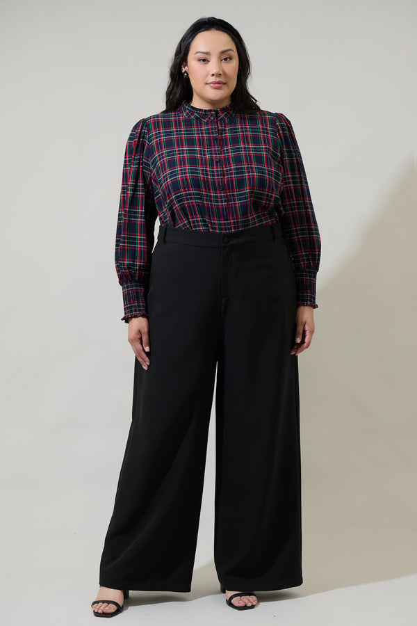 Sugarlips Chapman Plaid Button Down Top Curve