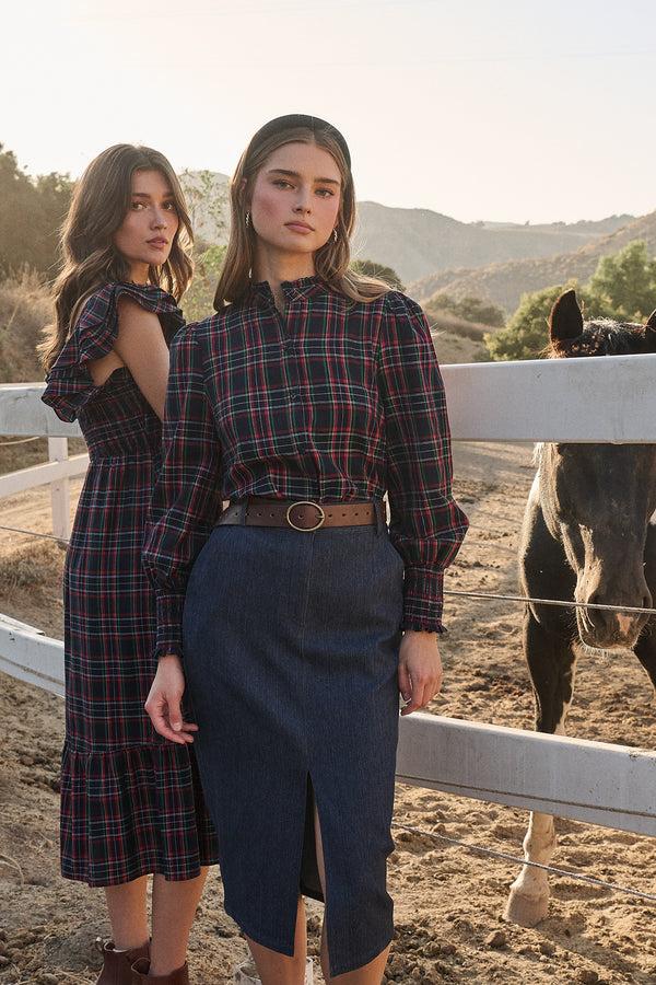 sugarlips Chapman Plaid Button Down Top