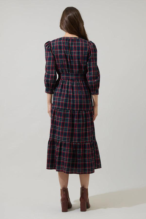Sugarlips Chapman Plaid Yanis Button Up Midi Dress