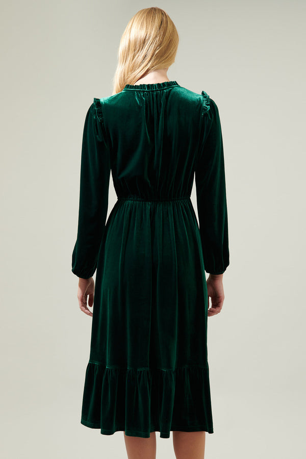 Sugarlips Charleston Ruffle Velvet Midi Dress