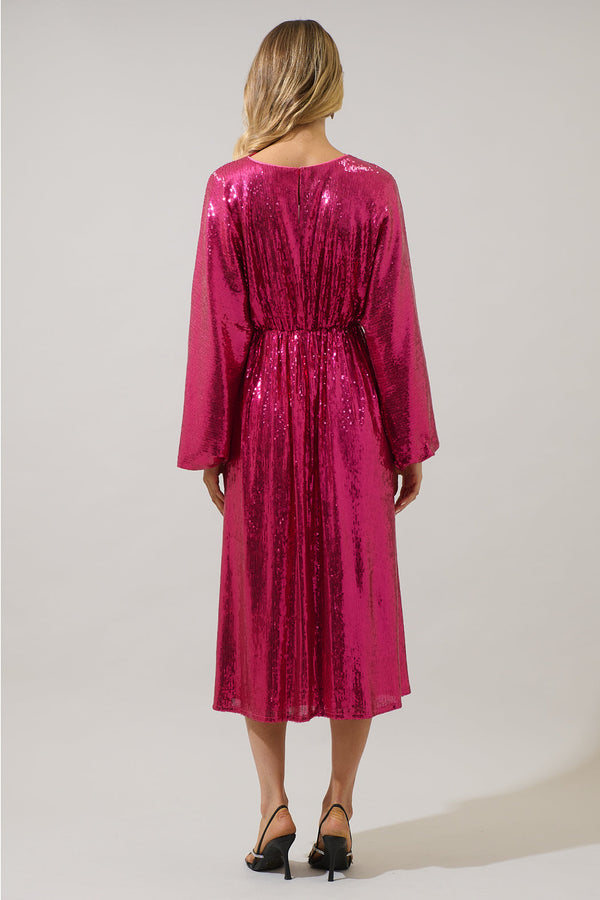 Sugarlips Charline Sequin Dolman Sleeve Midi Dress