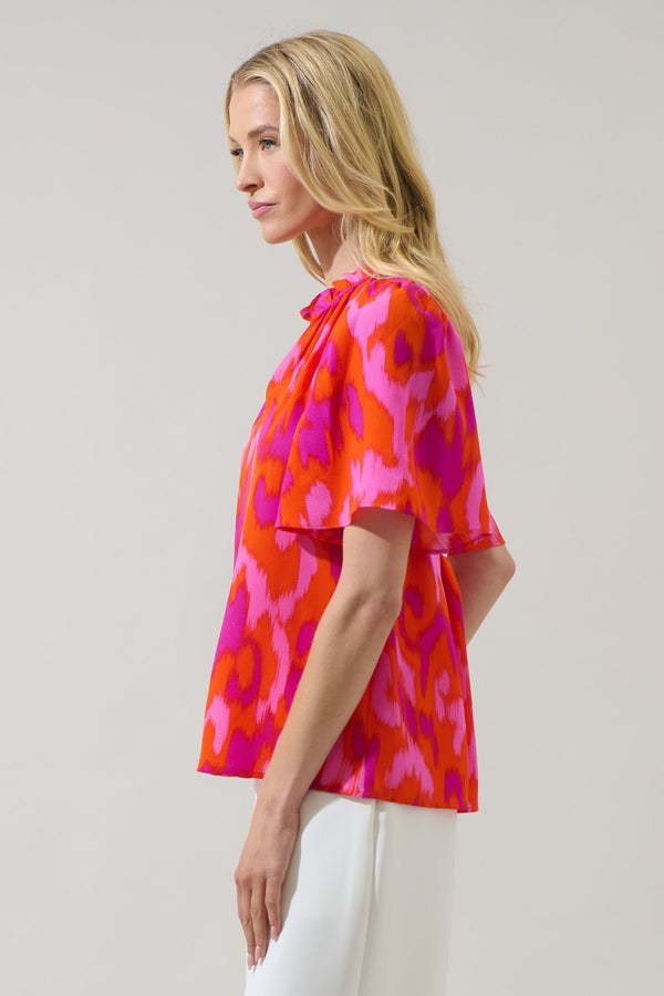 Sugarlips Charly Abstract Keira Ruffle Top