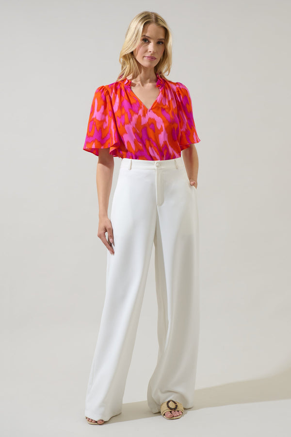 Sugarlips Charly Abstract Keira Ruffle Top