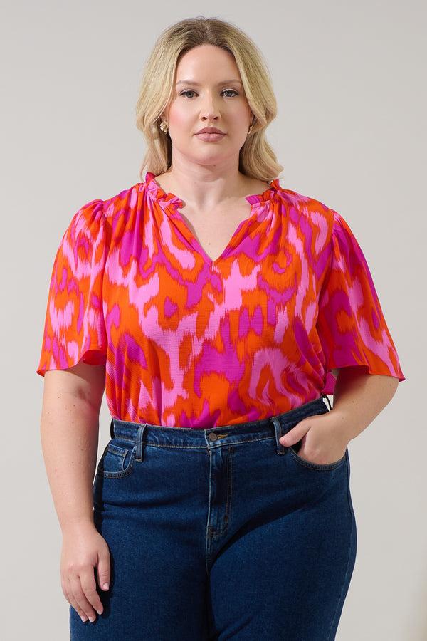 Sugarlips Charly Abstract Keira Ruffle Top Curve