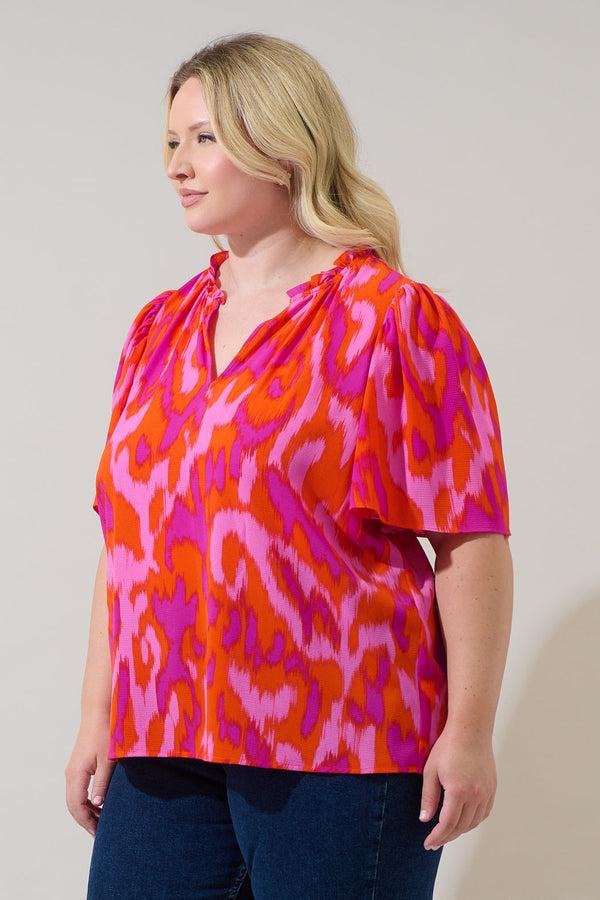 Sugarlips Charly Abstract Keira Ruffle Top Curve