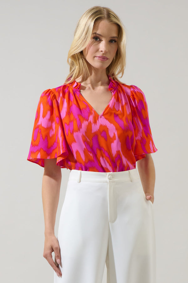 sugarlips Charly Abstract Keira Ruffle Top