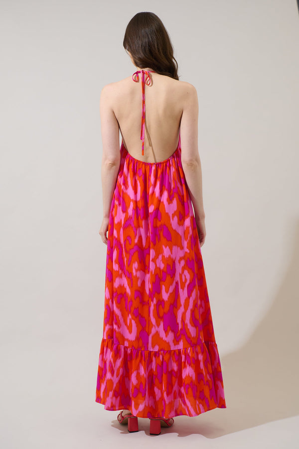 Sugarlips Charly Abstract Solita Halter Maxi Dress