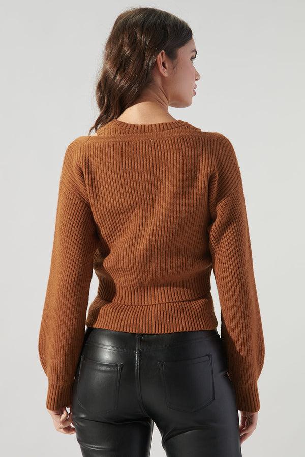 Sugarlips Charter Cropped Ribbed Knit Cardigan