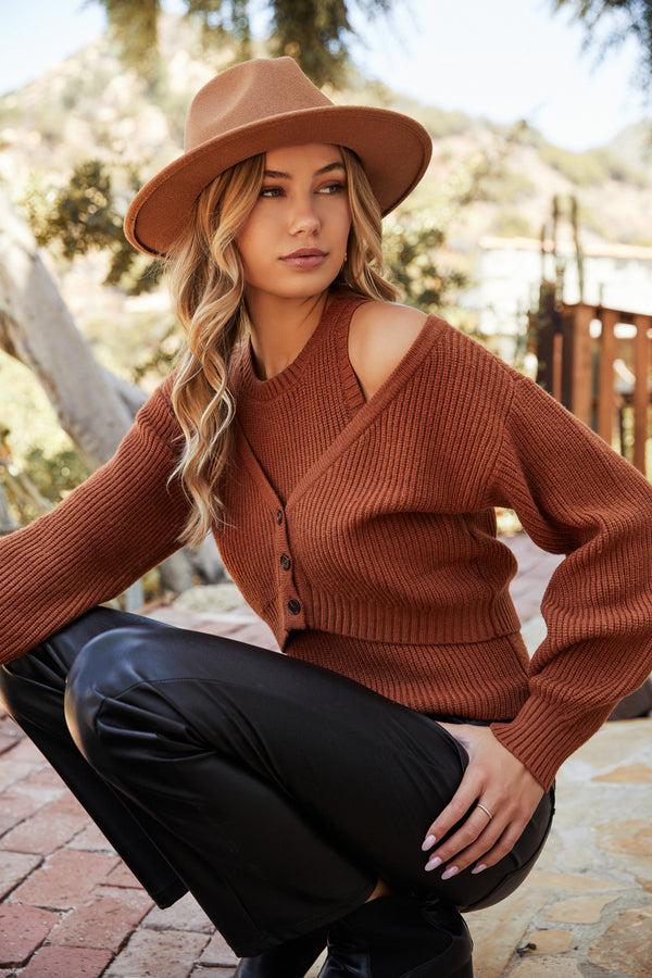 sugarlips Charter Cropped Ribbed Knit Cardigan
