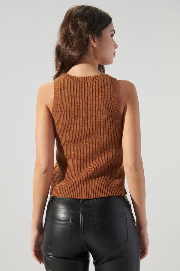 Sugarlips Charter Ribbed Knit Racer Sweater Tank