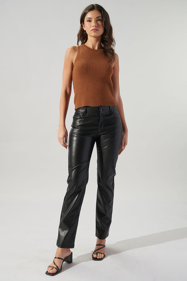 Sugarlips Charter Ribbed Knit Racer Sweater Tank