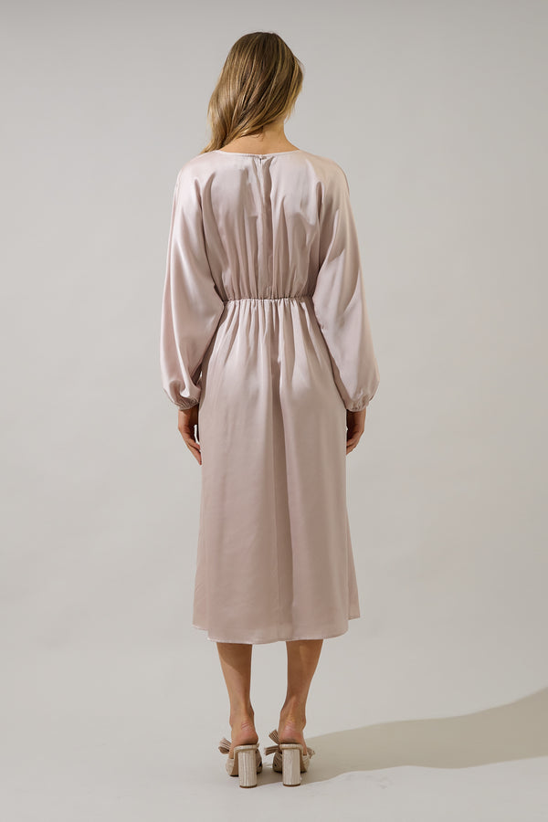 Sugarlips Chateau Satin Dolman Sleeve Midi Dress