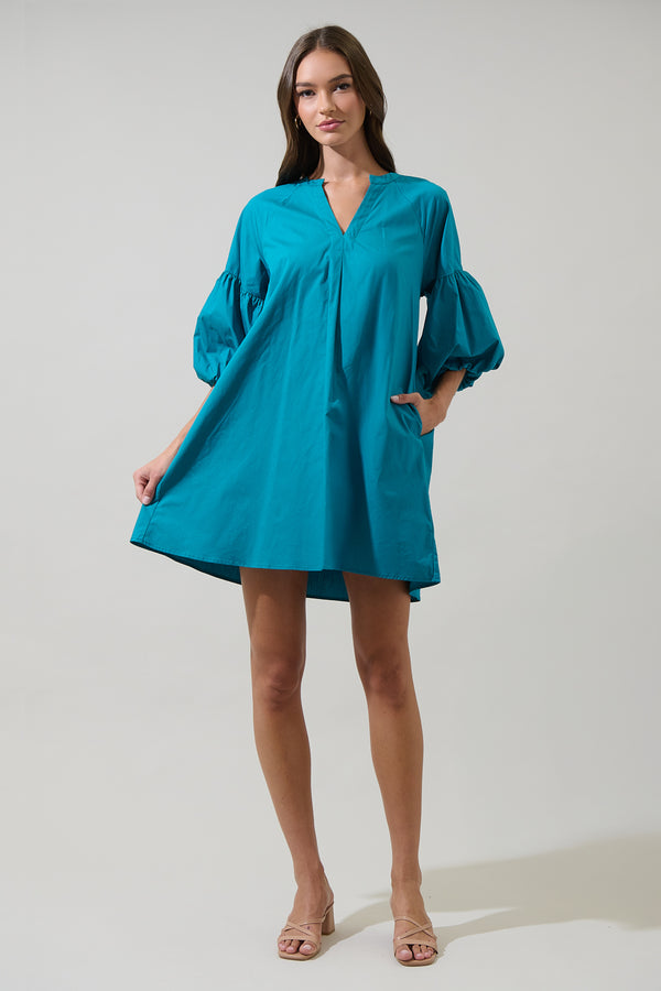 Sugarlips Check Mate Puff Sleeve Shift Dress