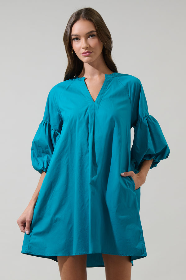 sugarlips Check Mate Puff Sleeve Shift Dress