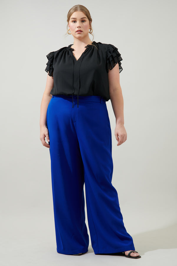 Sugarlips Chelsea Belted Wide Leg Trousers Curve