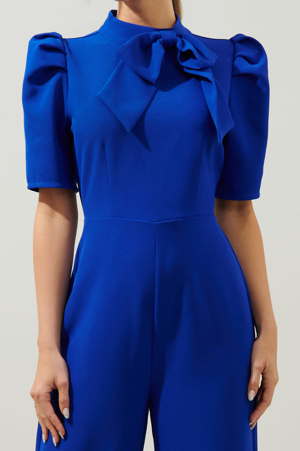 Sugarlips Chelsea Tie Neck Pleated Sleeve Jumpsuit