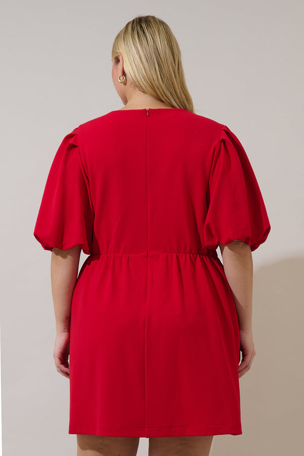 Sugarlips Cherry Belle Pearl Bow Mini Dress Curve