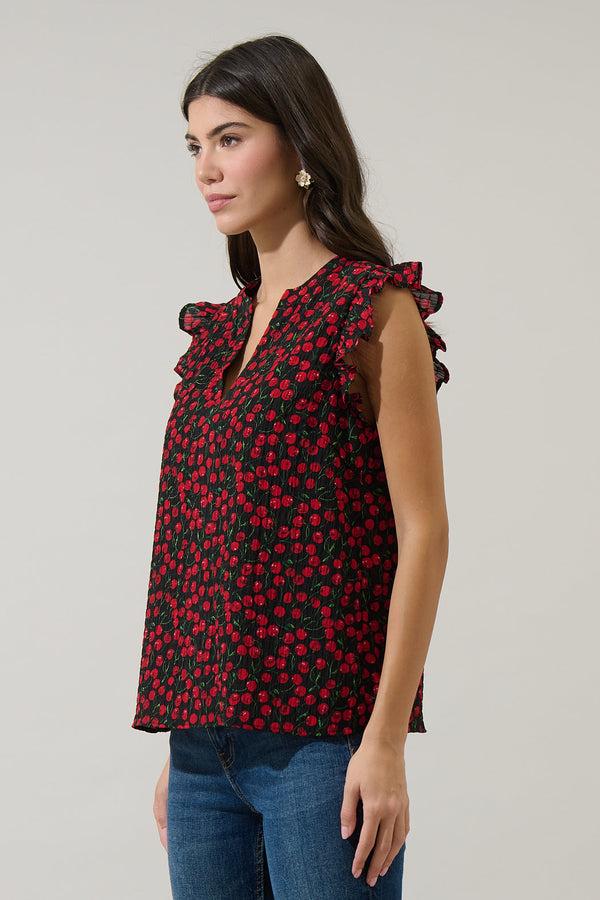 Sugarlips Cherry Crush Ruffle Blouse