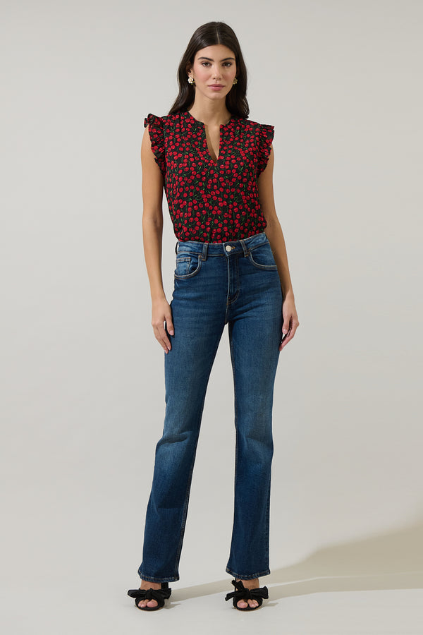 Sugarlips Cherry Crush Ruffle Blouse