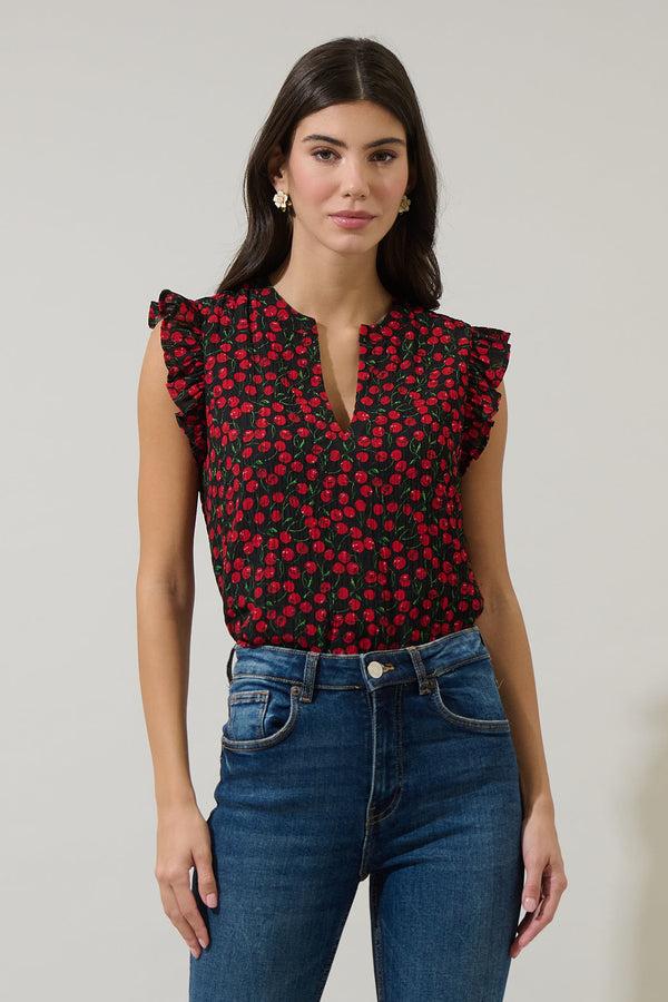 sugarlips Cherry Crush Ruffle Blouse